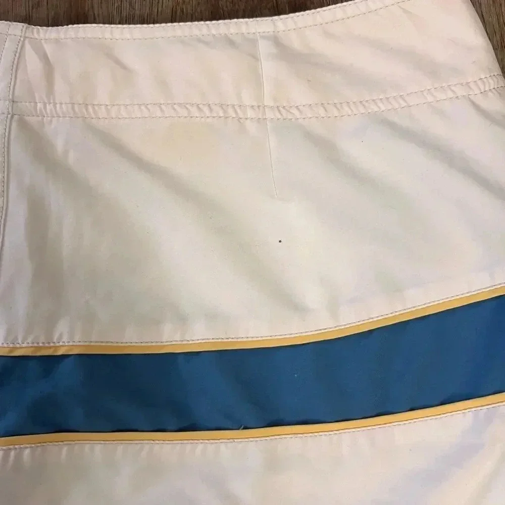 Nautica White Swim Trunks with Blue Palm Panel